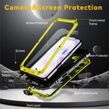 iPhone 17 R-JUST Hybrid Rugged Case with Built-In Screen Protector & Kickstand - Yellow