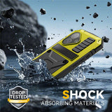iPhone 17 R-JUST Hybrid Rugged Case with Built-In Screen Protector & Kickstand - Yellow