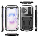 iPhone 17 R-JUST Hybrid Rugged Case with Built-In Screen Protector & Kickstand - Silver