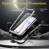 iPhone 17 R-JUST Hybrid Rugged Case with Built-In Screen Protector & Kickstand - Silver