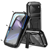 iPhone 18 Pro / 17 Pro R-JUST Hybrid Rugged Case with Built-In Screen Protector & Kickstand - Black