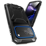 iPhone 18 Pro / 17 Pro R-JUST Hybrid Rugged Case with Built-In Screen Protector & Kickstand - Black