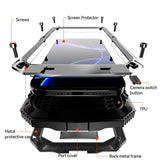 iPhone 18 Pro Max / 17 Pro Max R-JUST Hybrid Rugged Case with Built-In Screen Protector & Kickstand - Silver