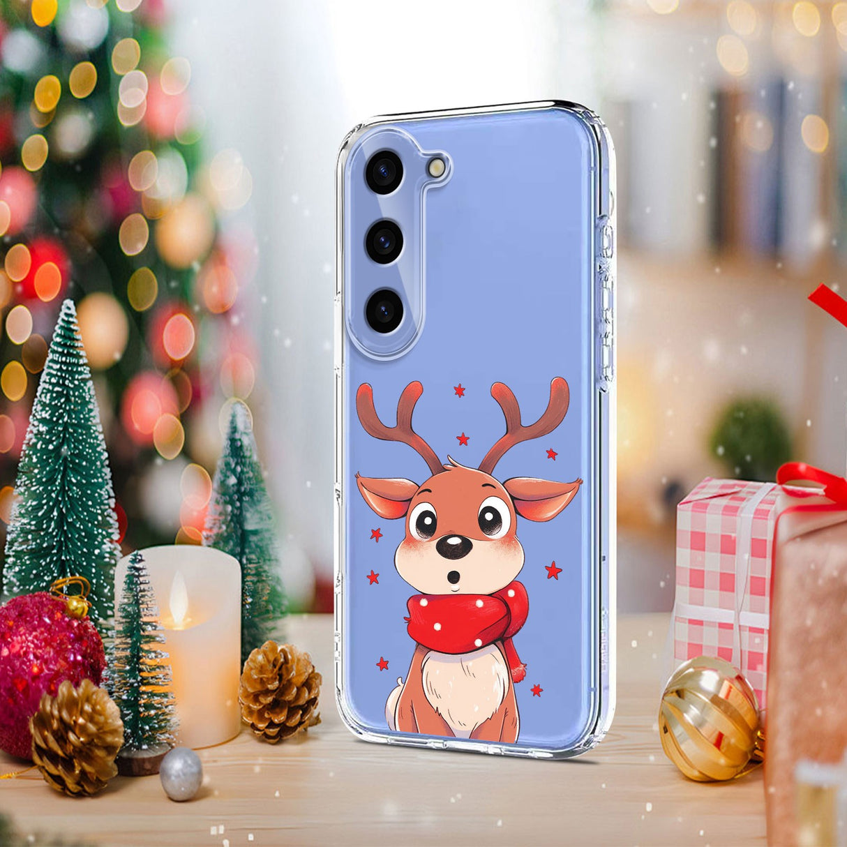 EIDERWOOD Samsung Galaxy S23 Flexible Plastic Christmas Case with Motif - Transparent / Reindeer