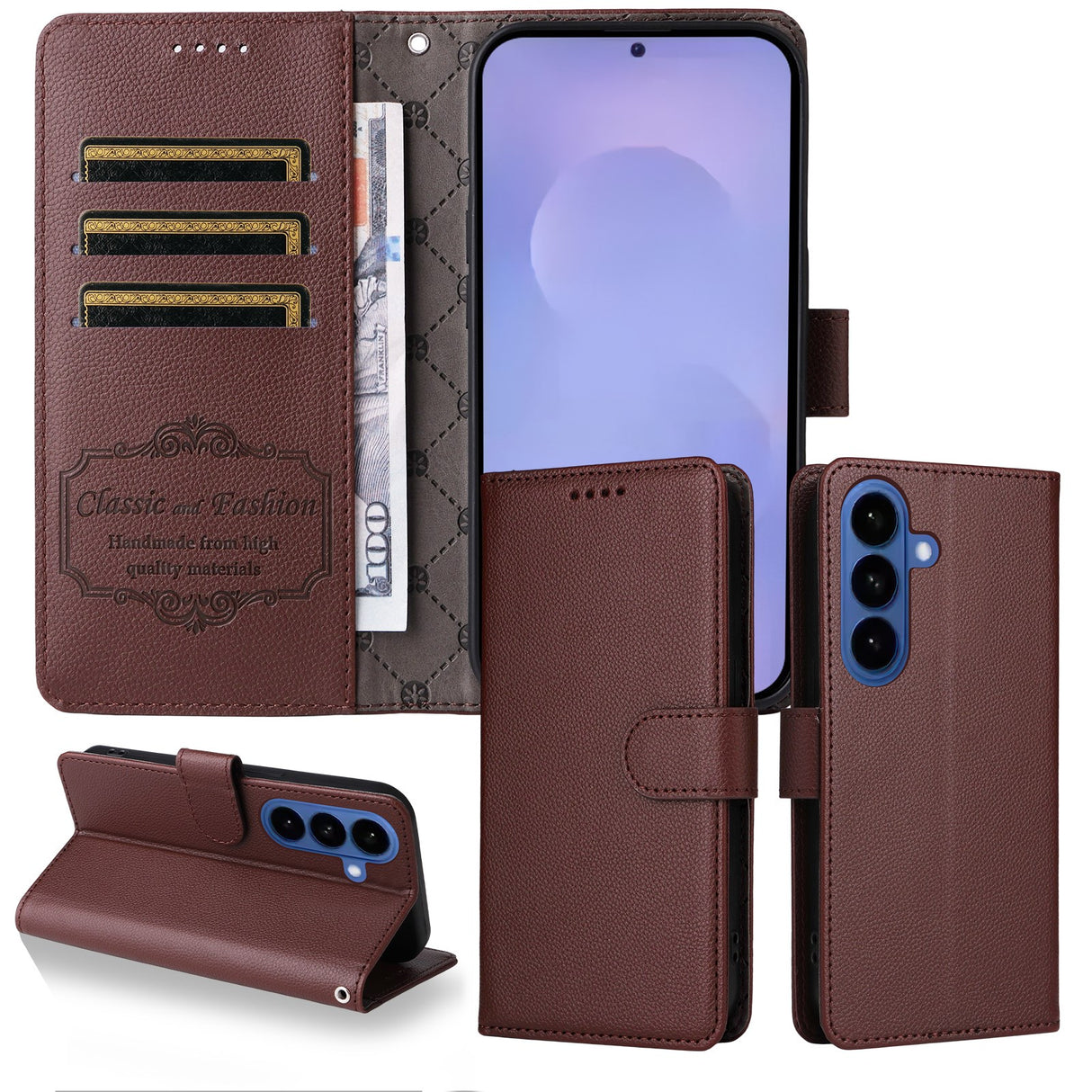 Samsung Galaxy S26 / S26 Pro EIDERWOOD Faux Leather Flip Case with Strap - Brown