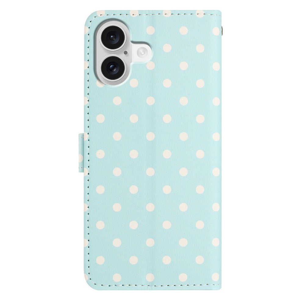 EIDERWOOD iPhone 17 Faux Leather Flip Case w. Polka Design - Blue