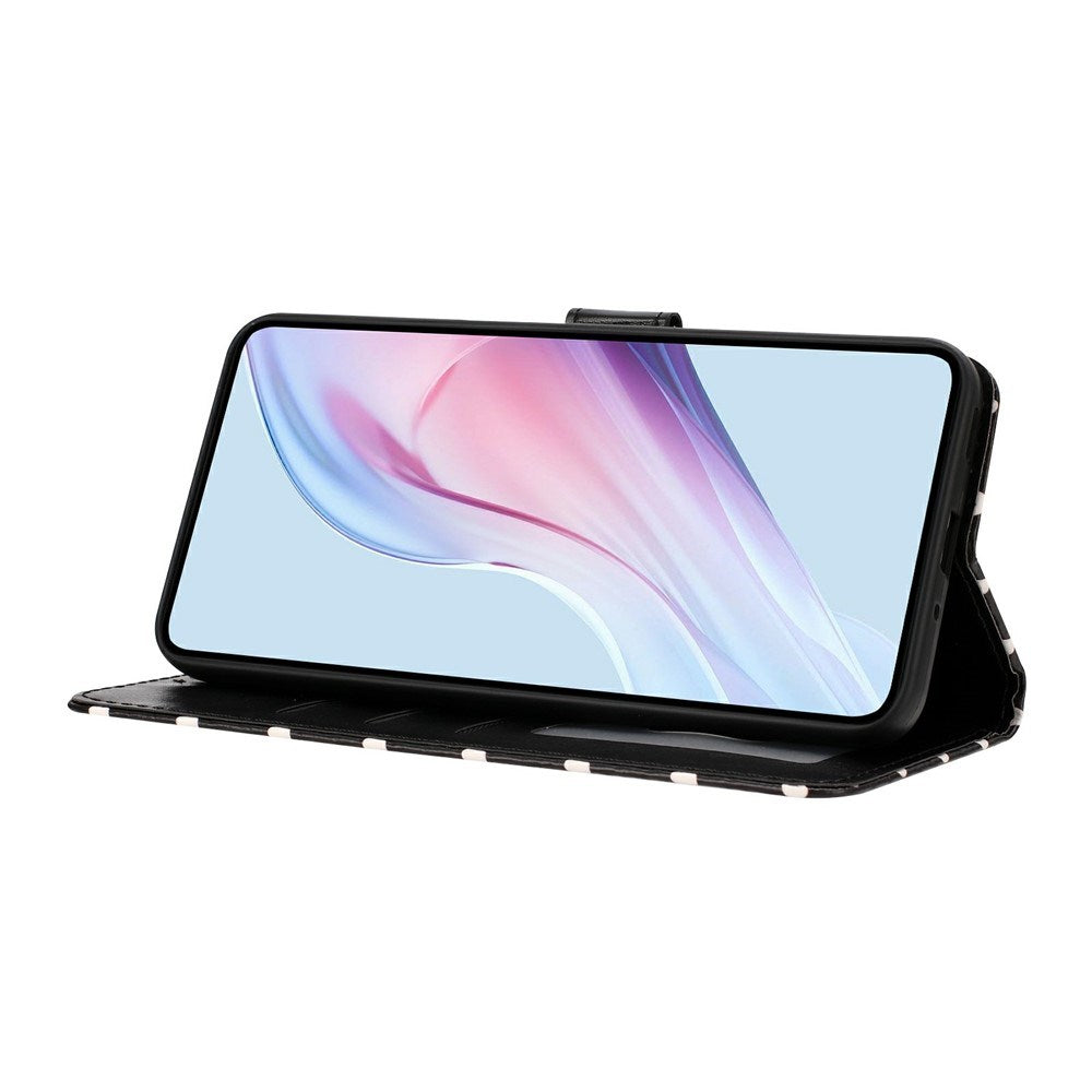 EIDERWOOD iPhone 17 Faux Leather Flip Case w. Polka Design - Black