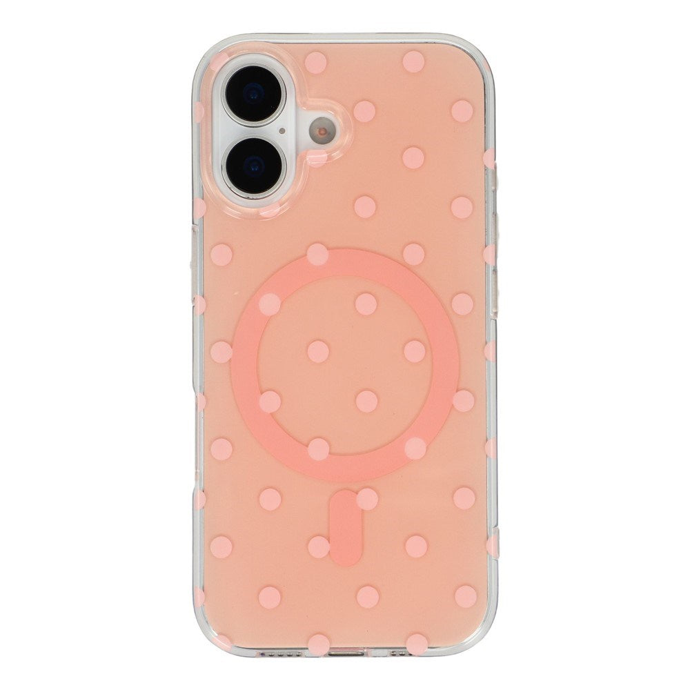 EIDERWOOD iPhone 17 Hybrid Case with Polka Design - MagSafe Compatible - Transparent / Pink