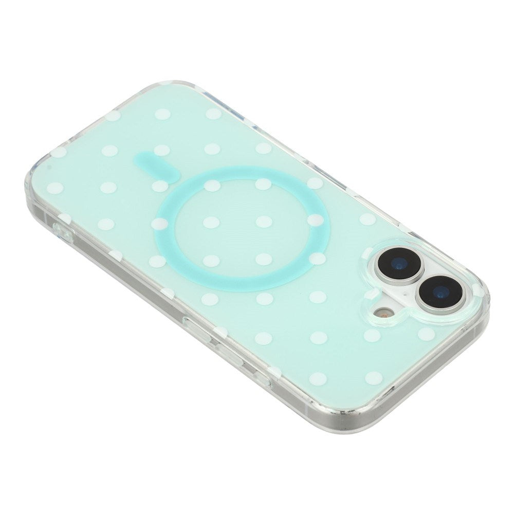 EIDERWOOD iPhone 17 Hybrid Case with Polka Design - MagSafe Compatible - Transparent / Turquoise