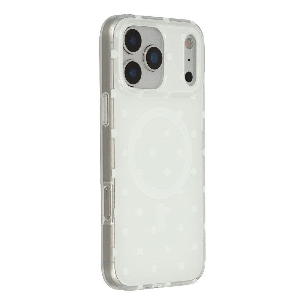 EIDERWOOD iPhone 17 Pro Hybrid Case with Polka Design - MagSafe Compatible - Transparent / White