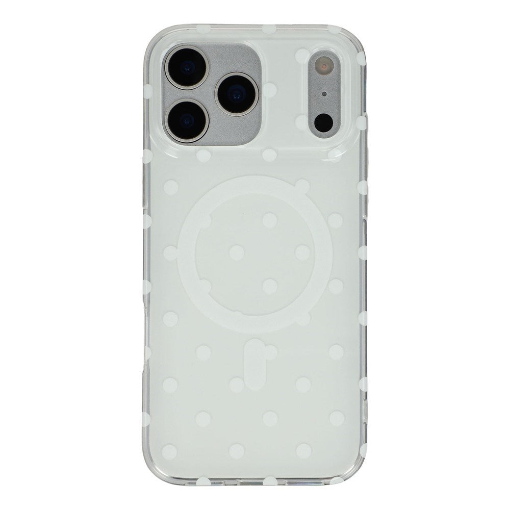 EIDERWOOD iPhone 17 Pro Hybrid Case with Polka Design - MagSafe Compatible - Transparent / White
