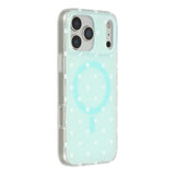 EIDERWOOD iPhone 17 Pro Hybrid Case with Polka Design - MagSafe Compatible - Transparent / Turquoise