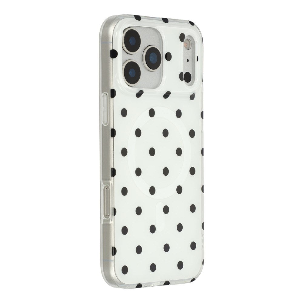 EIDERWOOD iPhone 17 Pro Hybrid Case with Polka Design - MagSafe Compatible - Transparent / Black