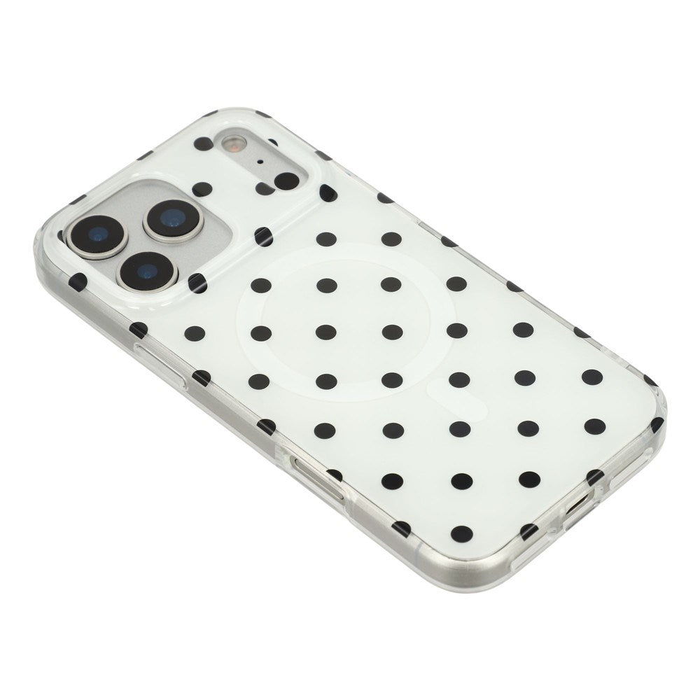 EIDERWOOD iPhone 17 Pro Hybrid Case with Polka Design - MagSafe Compatible - Transparent / Black