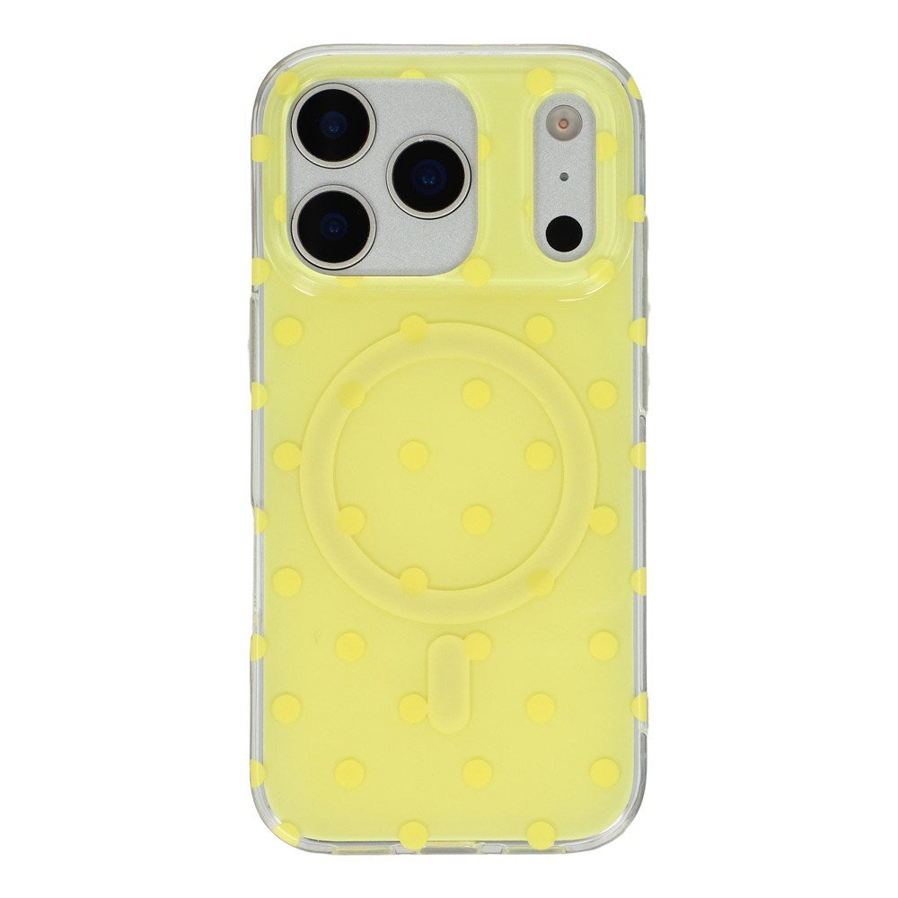 EIDERWOOD iPhone 17 Pro Hybrid Case with Polka Design - MagSafe Compatible - Transparent / Yellow