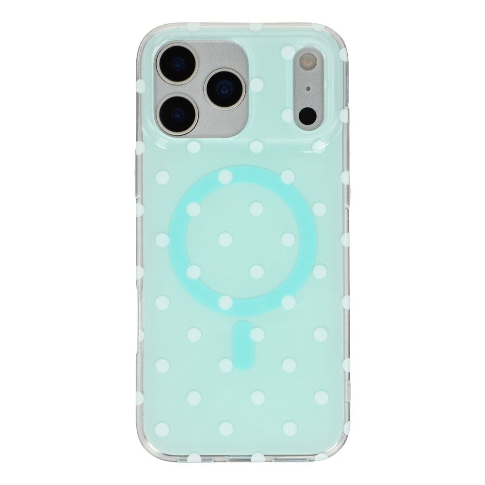 EIDERWOOD iPhone 17 Pro Max Hybrid Case with Polka Design - MagSafe Compatible - Transparent / Turquoise