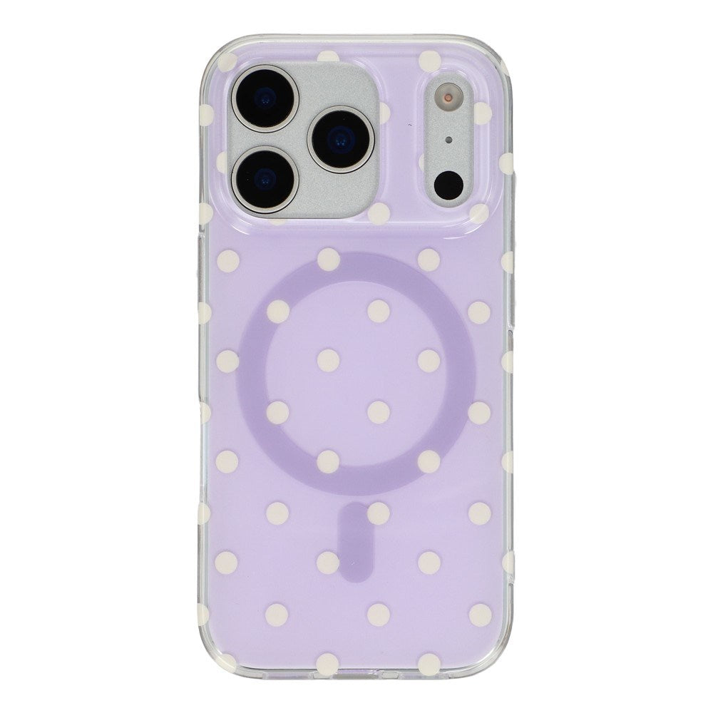 EIDERWOOD iPhone 17 Pro Max Hybrid Case with Polka Design - MagSafe Compatible - Transparent / Purple