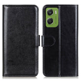 Motorola Moto G06 EIDERWOOD Leather Flip Case w. Card Holder - Black