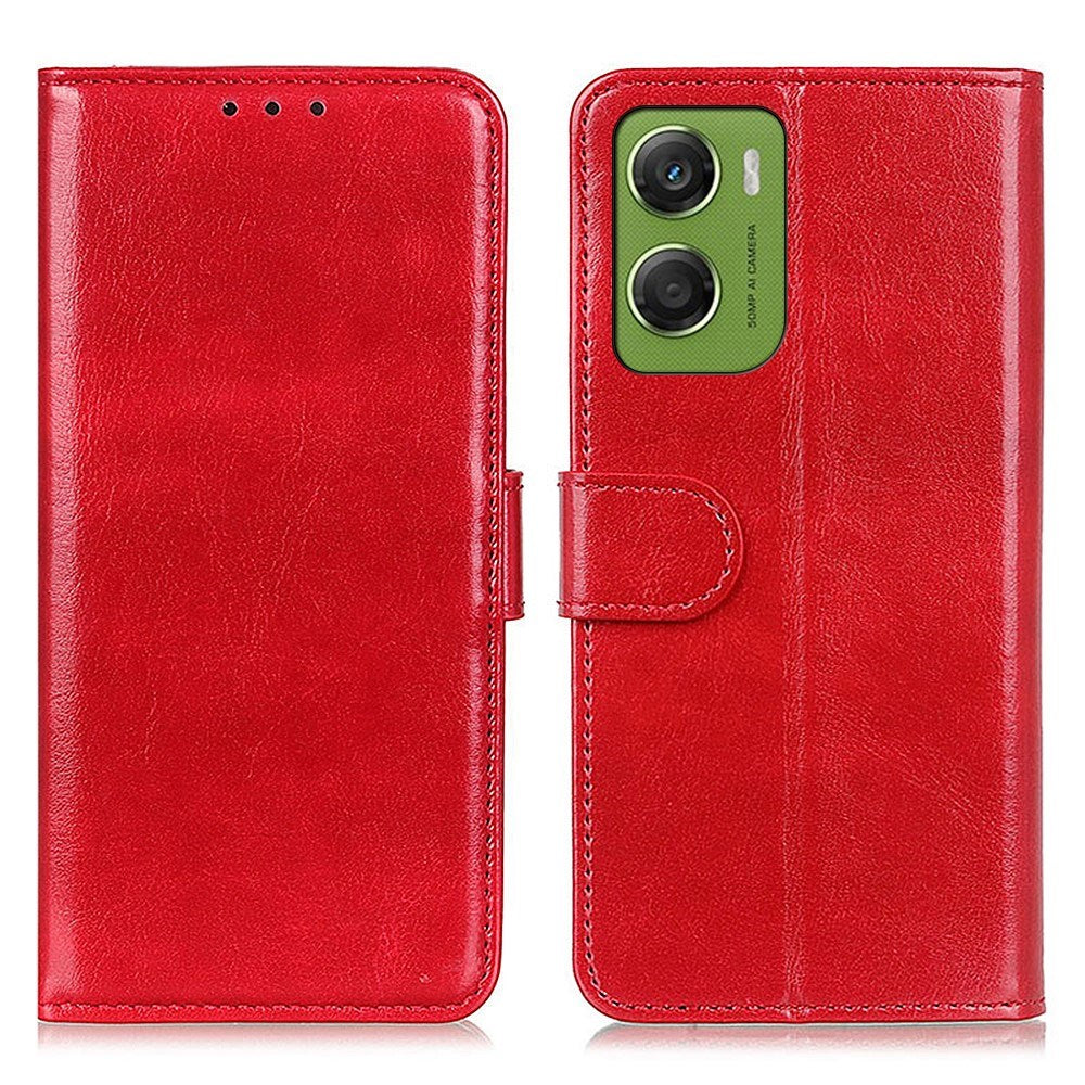 Motorola Moto G06 EIDERWOOD Leather Flip Case w. Card Holder - Red