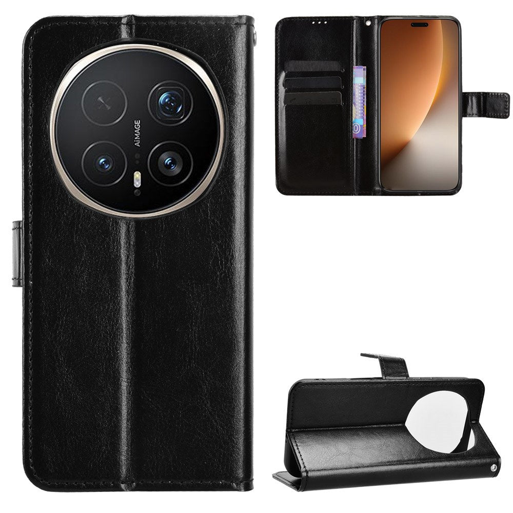 Honor Magic8 Pro EIDERWOOD Faux Leather Flip Case with Strap – Black