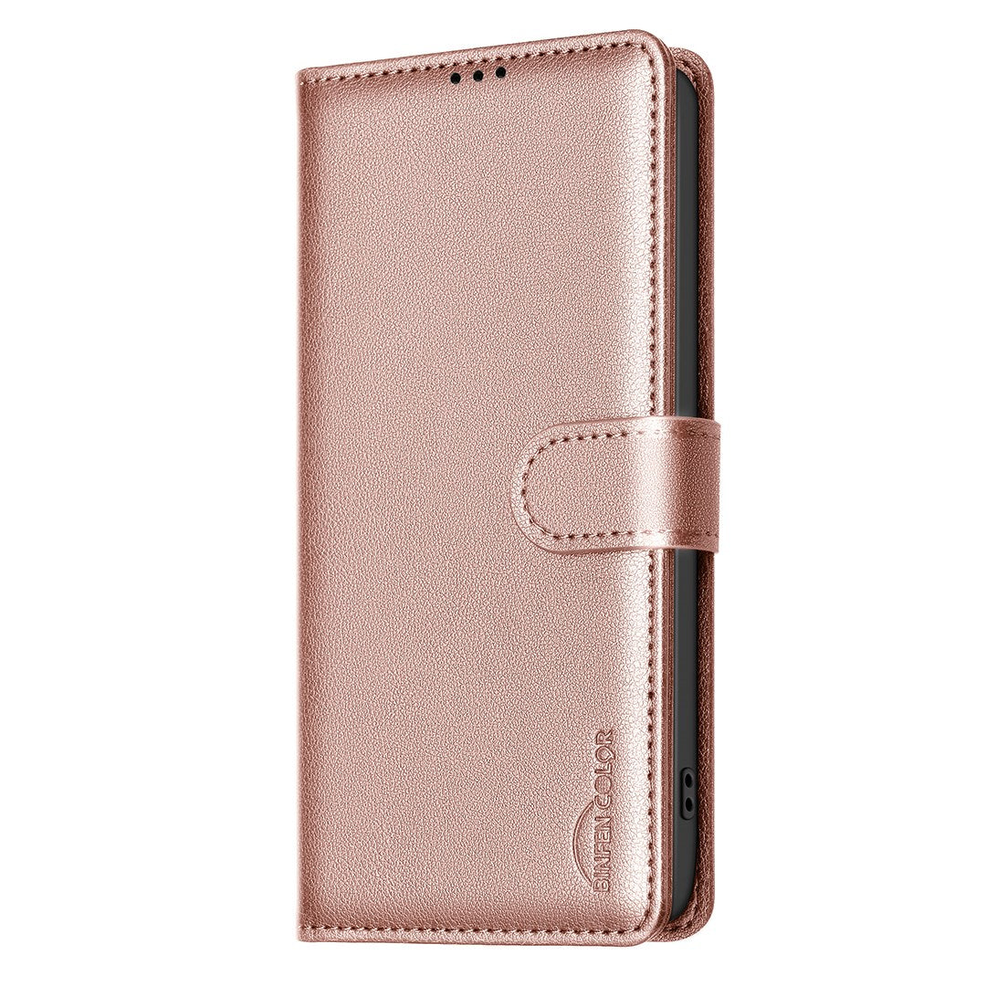Honor X5c / X5c Plus BINFEN Faux Leather Flip Case with RFID Blocking - Rose Gold