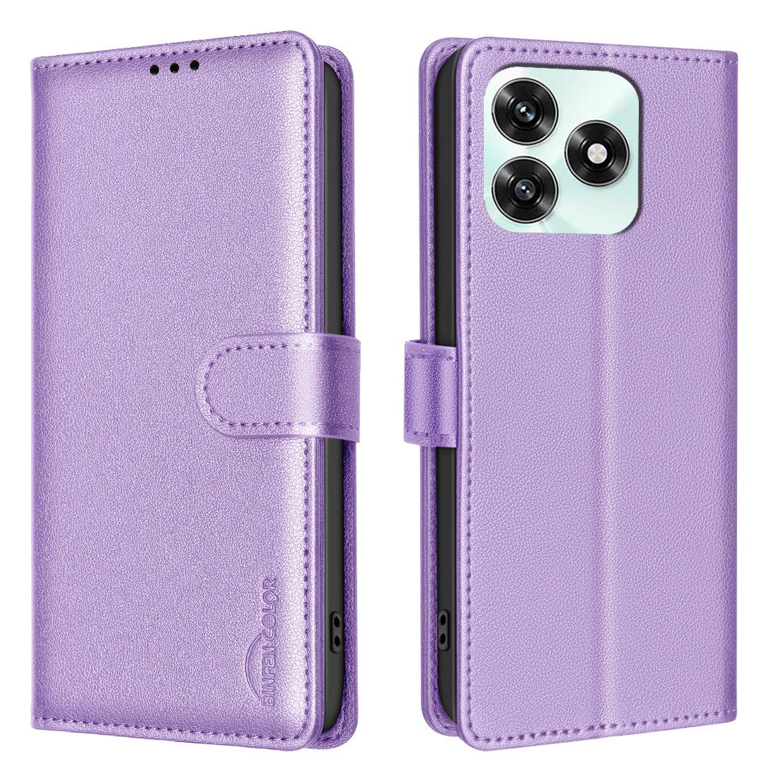 Honor X5c / X5c Plus BINFEN Faux Leather Flip Case with RFID Blocking - Purple
