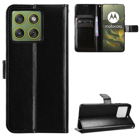 Motorola Edge 70 EIDERWOOD Leather Case with Strap & Card Holder - Black