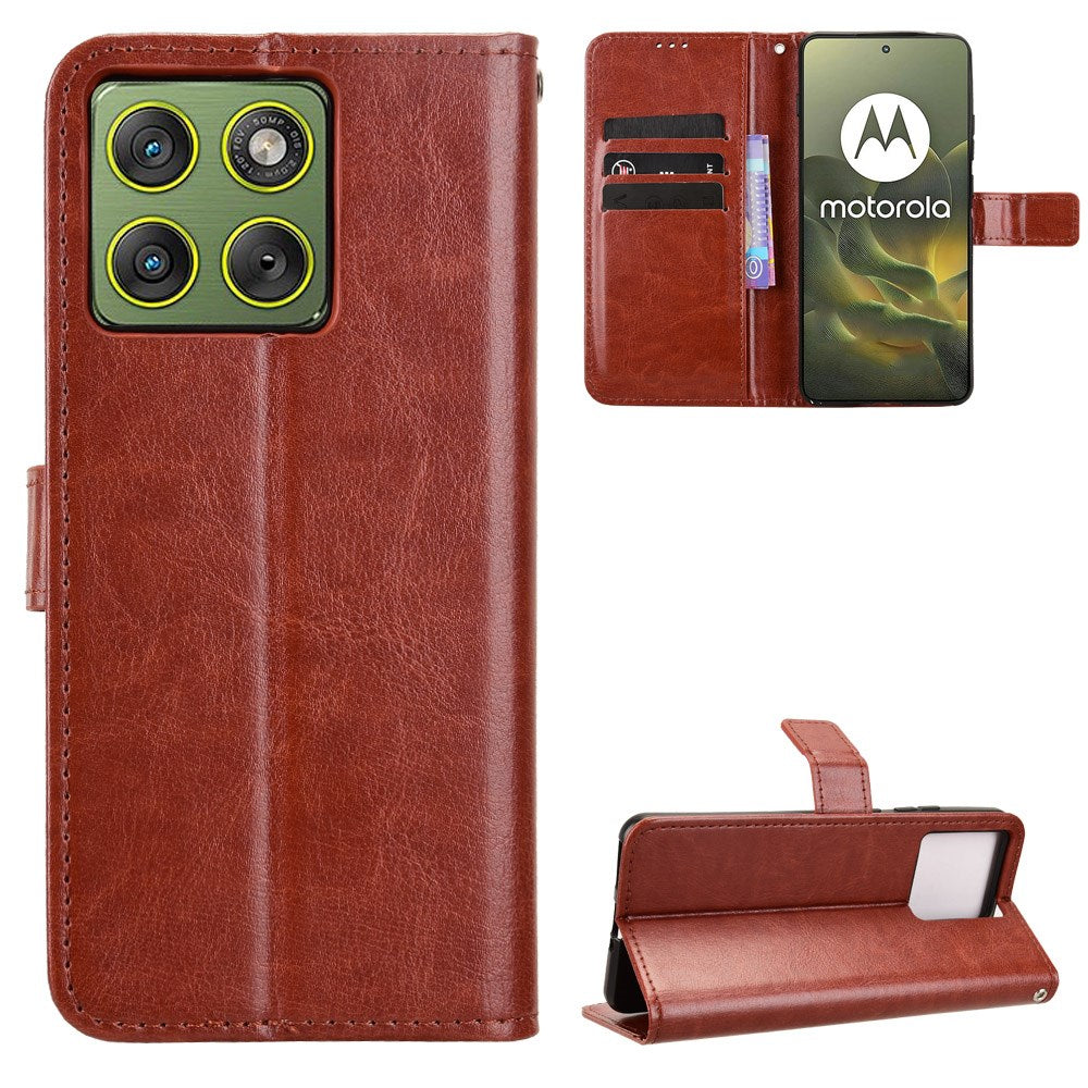 Motorola Edge 70 EIDERWOOD Leather Case with Strap & Card Holder - Brown