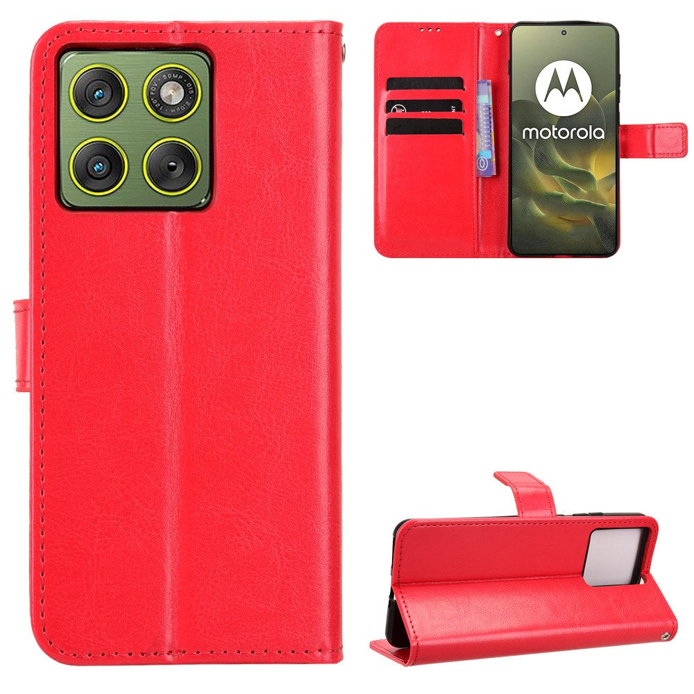 Motorola Edge 70 EIDERWOOD Leather Case with Strap & Card Holder - Red