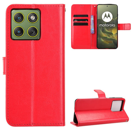 Motorola Edge 70 EIDERWOOD Leather Case with Strap & Card Holder - Red