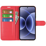 Xiaomi 17 EIDERWOOD Litchi Texture Leather Flip Case w. Wallet - Red