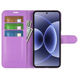 Xiaomi 17 EIDERWOOD Litchi Texture Leather Flip Case w. Wallet - Purple