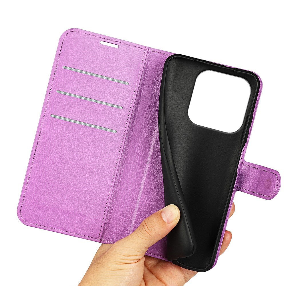 Xiaomi 17 EIDERWOOD Litchi Texture Leather Flip Case w. Wallet - Purple