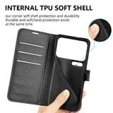 Xiaomi 17 Pro AMORUS Litchi Texture Leather Flip Case w. Wallet - Black