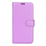 Xiaomi 17 Pro AMORUS Litchi Texture Leather Flip Case w. Wallet - Purple