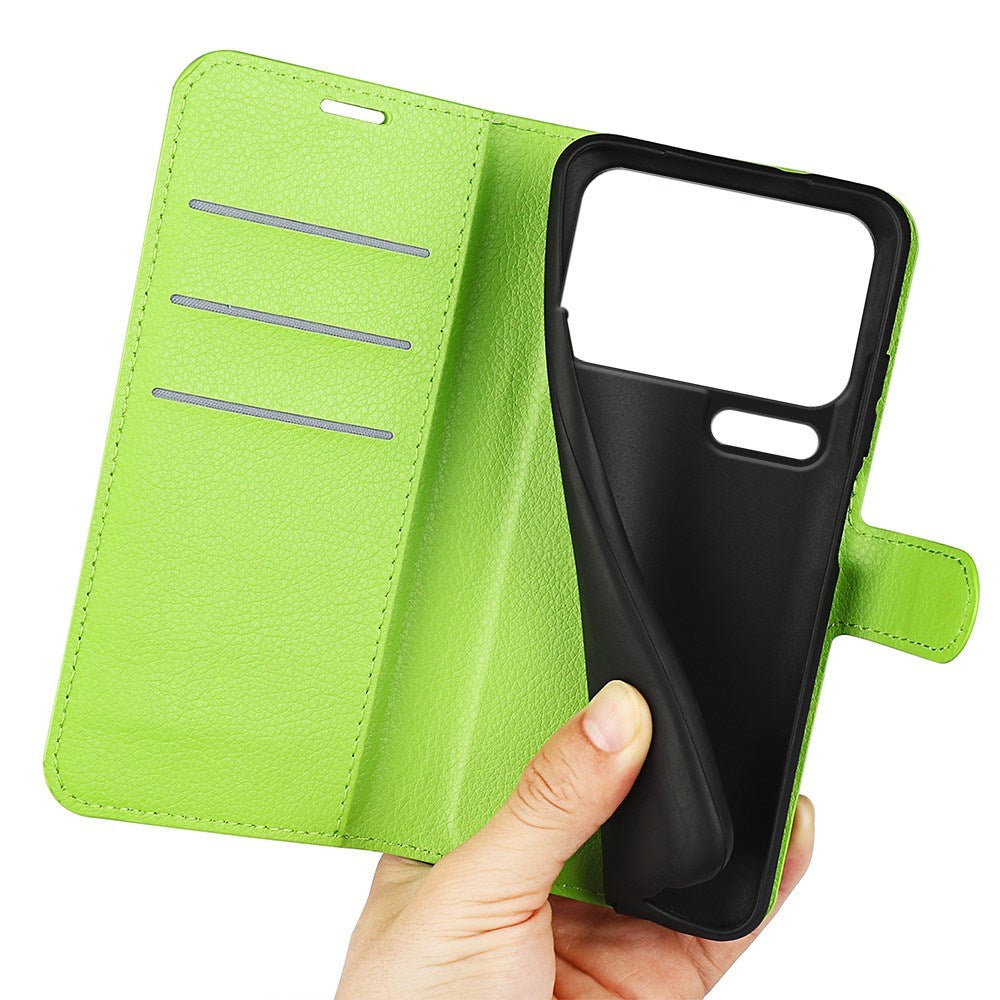 Xiaomi 17 Pro Max AMORUS Litchi Texture Leather Flip Case w. Wallet - Green