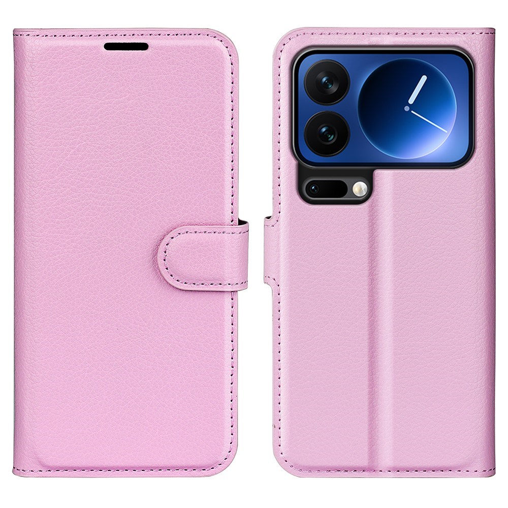 Xiaomi 17 Pro Max AMORUS Litchi Texture Leather Flip Case w. Wallet - Light Pink