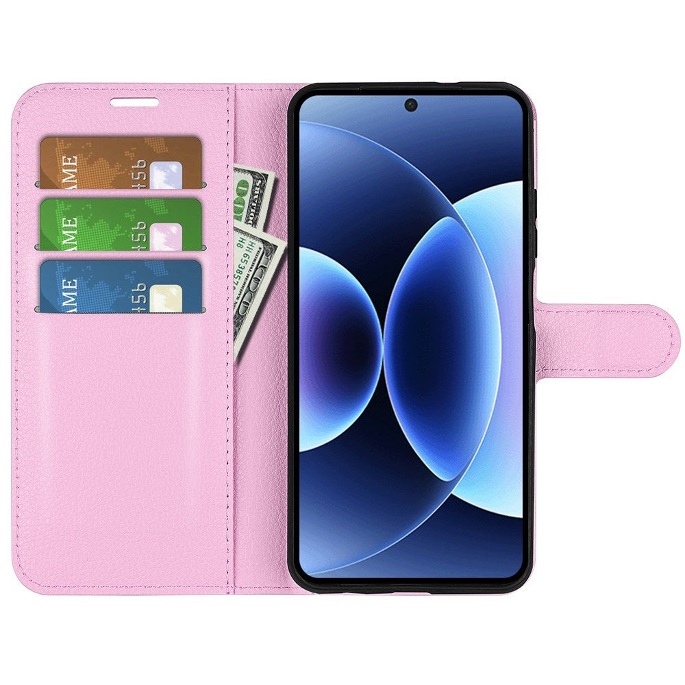 Xiaomi 17 Pro Max AMORUS Litchi Texture Leather Flip Case w. Wallet - Light Pink