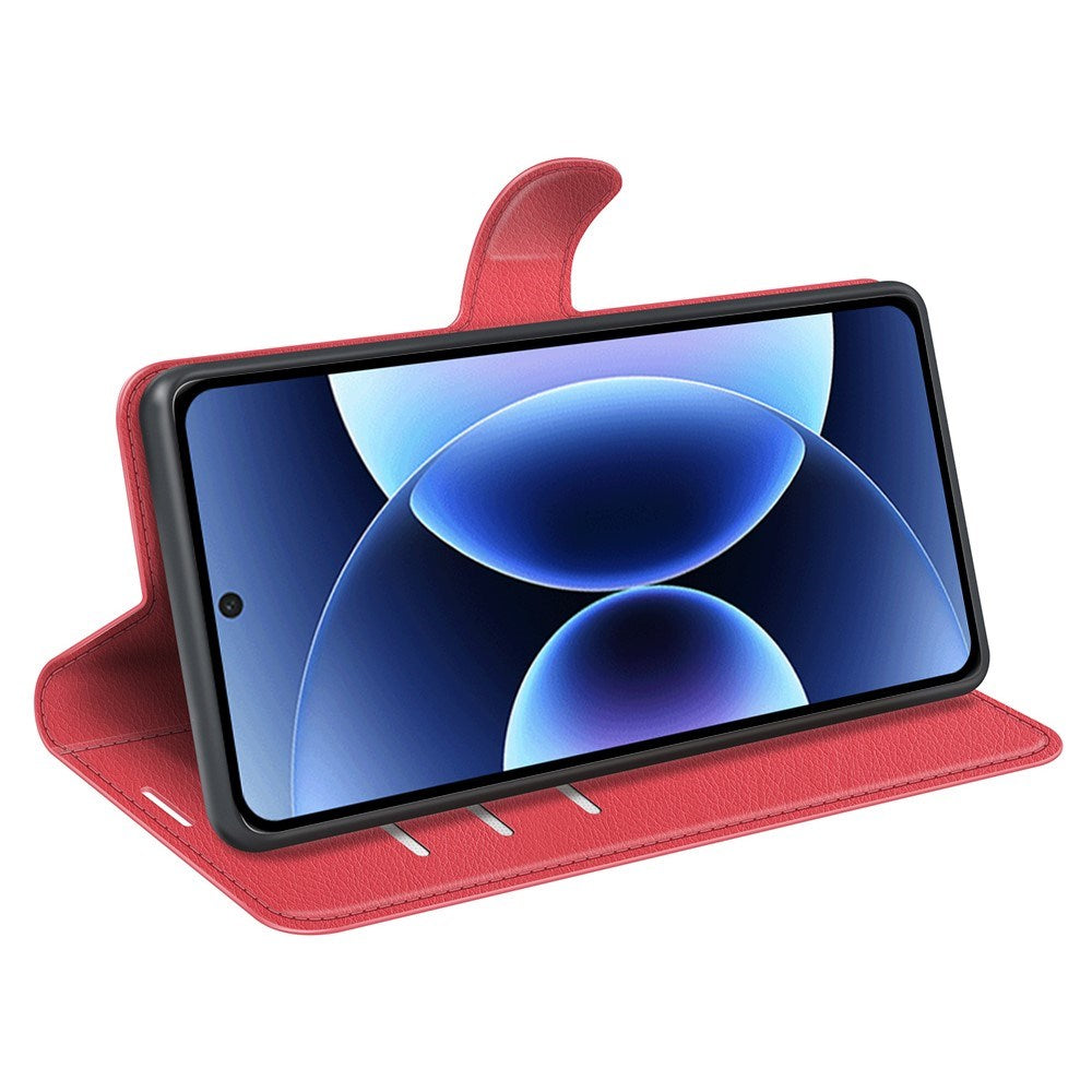 Xiaomi 17 Pro Max AMORUS Litchi Texture Leather Flip Case w. Wallet - Red