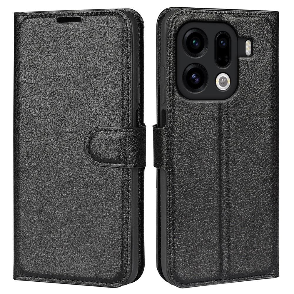 EIDERWOOD Oppo Find X9 Pro Faux Leather Flip Case with Cardholder & Stand Function - Black