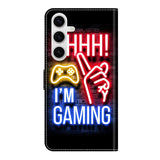 Samsung Galaxy S26 EIDERWOOD Faux Leather Flip Case with Print - Neon