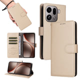 EIDERWOOD Oppo Find X9 Pro Faux Leather Flip Case with Strap - Beige