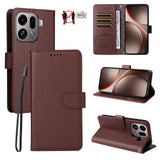 EIDERWOOD Oppo Find X9 Pro Faux Leather Flip Case with Strap - Brown