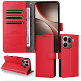 EIDERWOOD Oppo Find X9 Pro Faux Leather Flip Case with Strap - Red