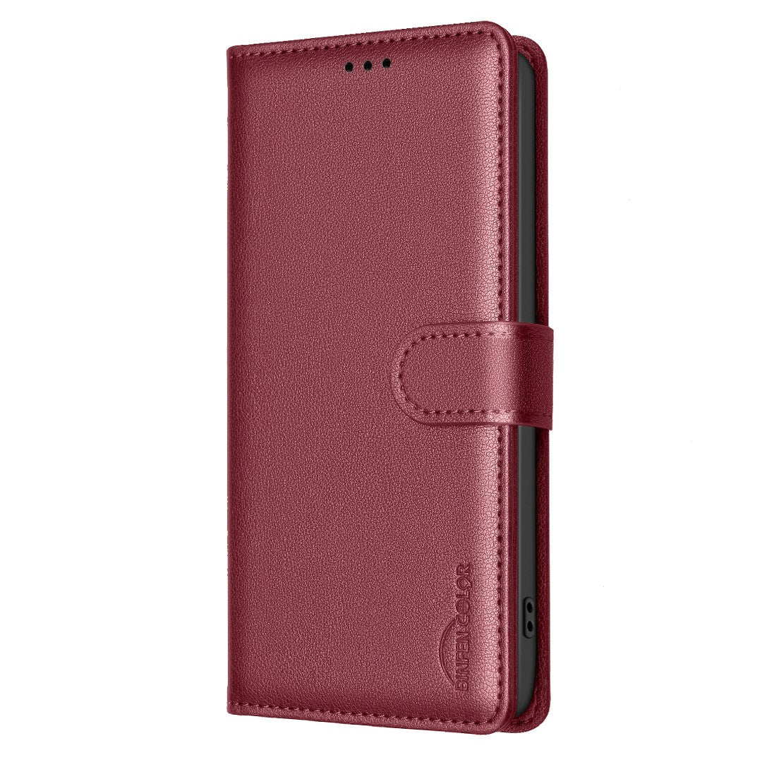 Samsung Galaxy S26+ (Plus) BINFEN Faux Leather Flip Case with RFID Blocking - Red