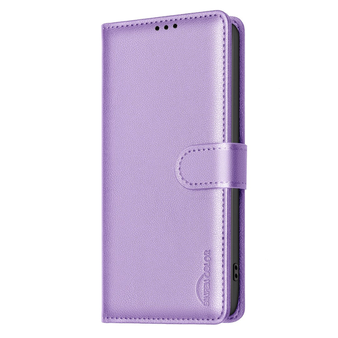 Samsung Galaxy S26+ (Plus) BINFEN Faux Leather Flip Case with RFID Blocking - Purple