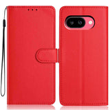 Google Pixel 10a EIDERWOOD Faux Leather Flip Case with Strap & Fold-Out Card Holder – Red