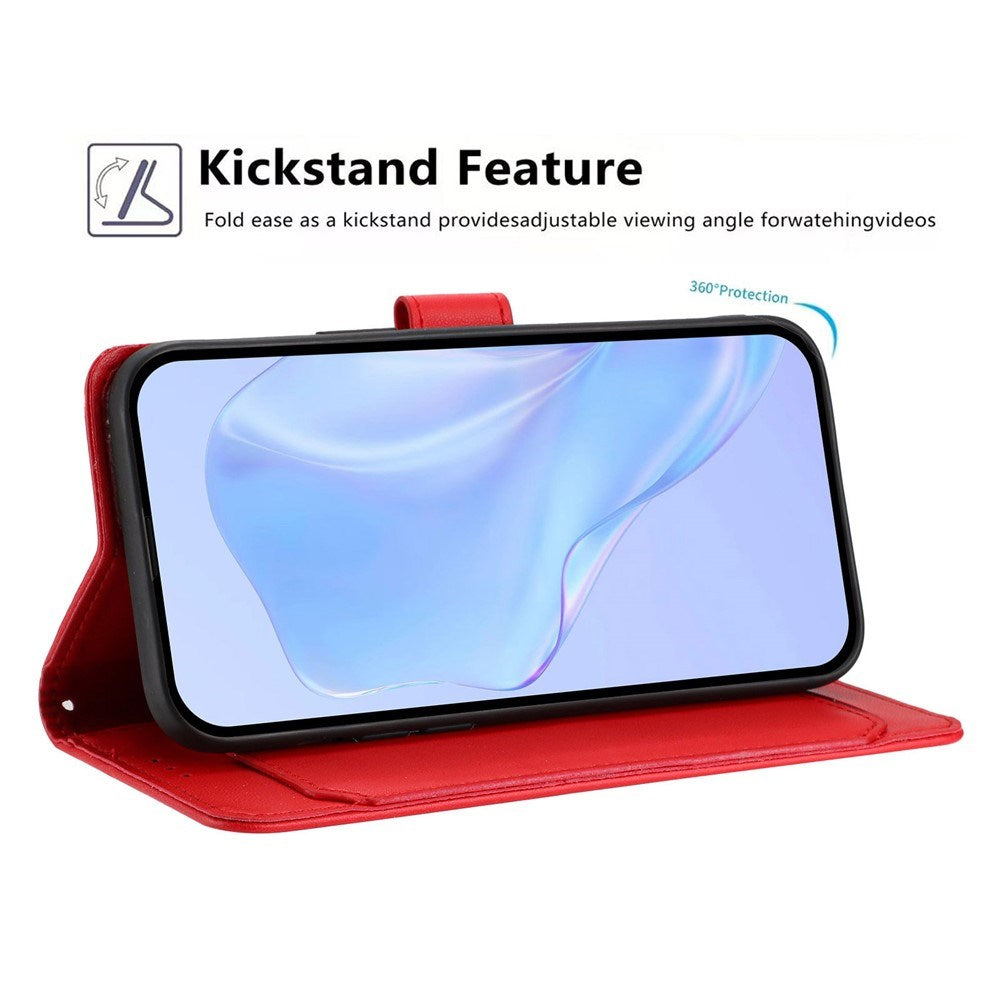 Google Pixel 10a EIDERWOOD Faux Leather Flip Case with Strap & Fold-Out Card Holder – Red