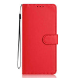 Google Pixel 10a EIDERWOOD Faux Leather Flip Case with Strap & Fold-Out Card Holder – Red