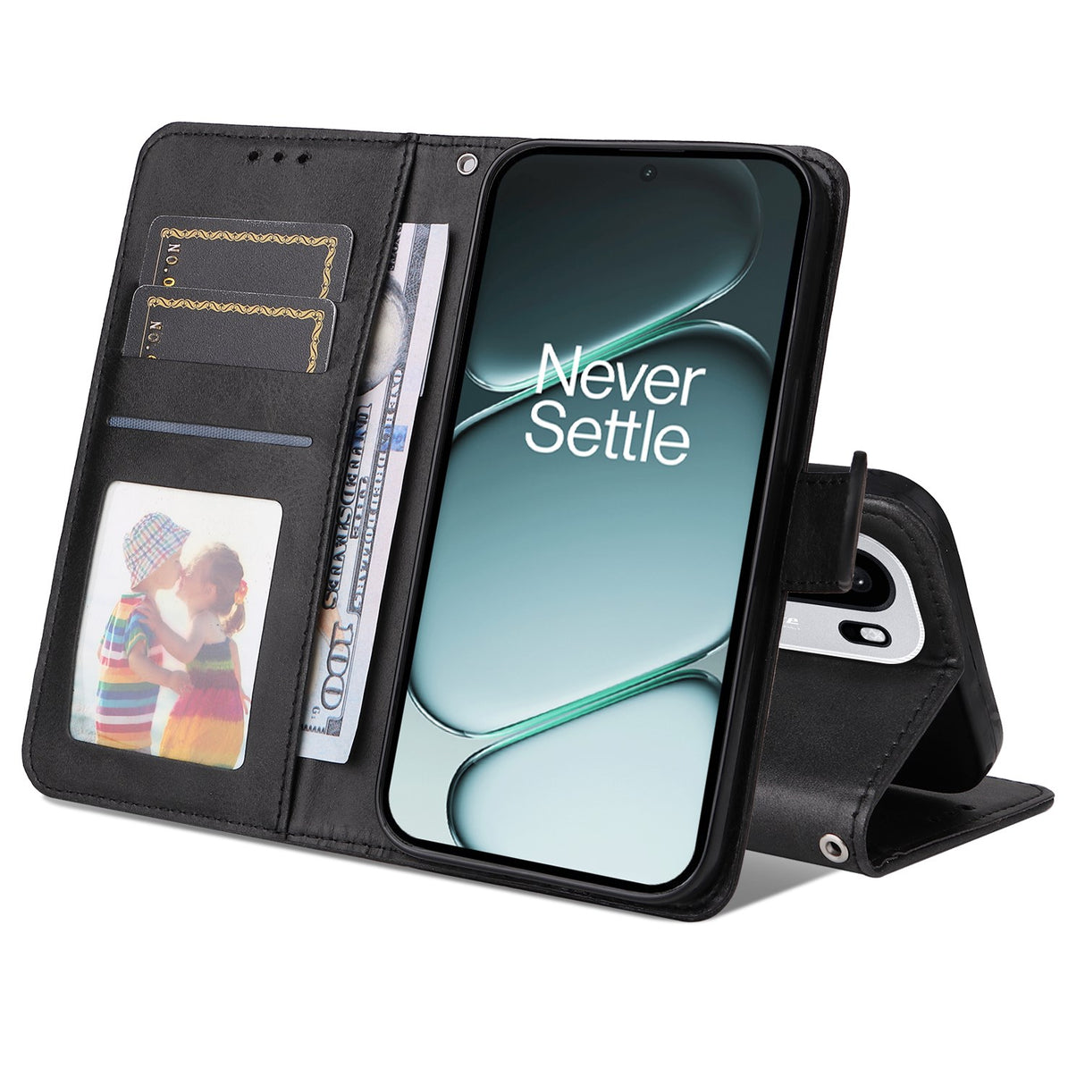 EIDERWOOD OnePlus 15R Faux Leather Flip Case with Strap - Black